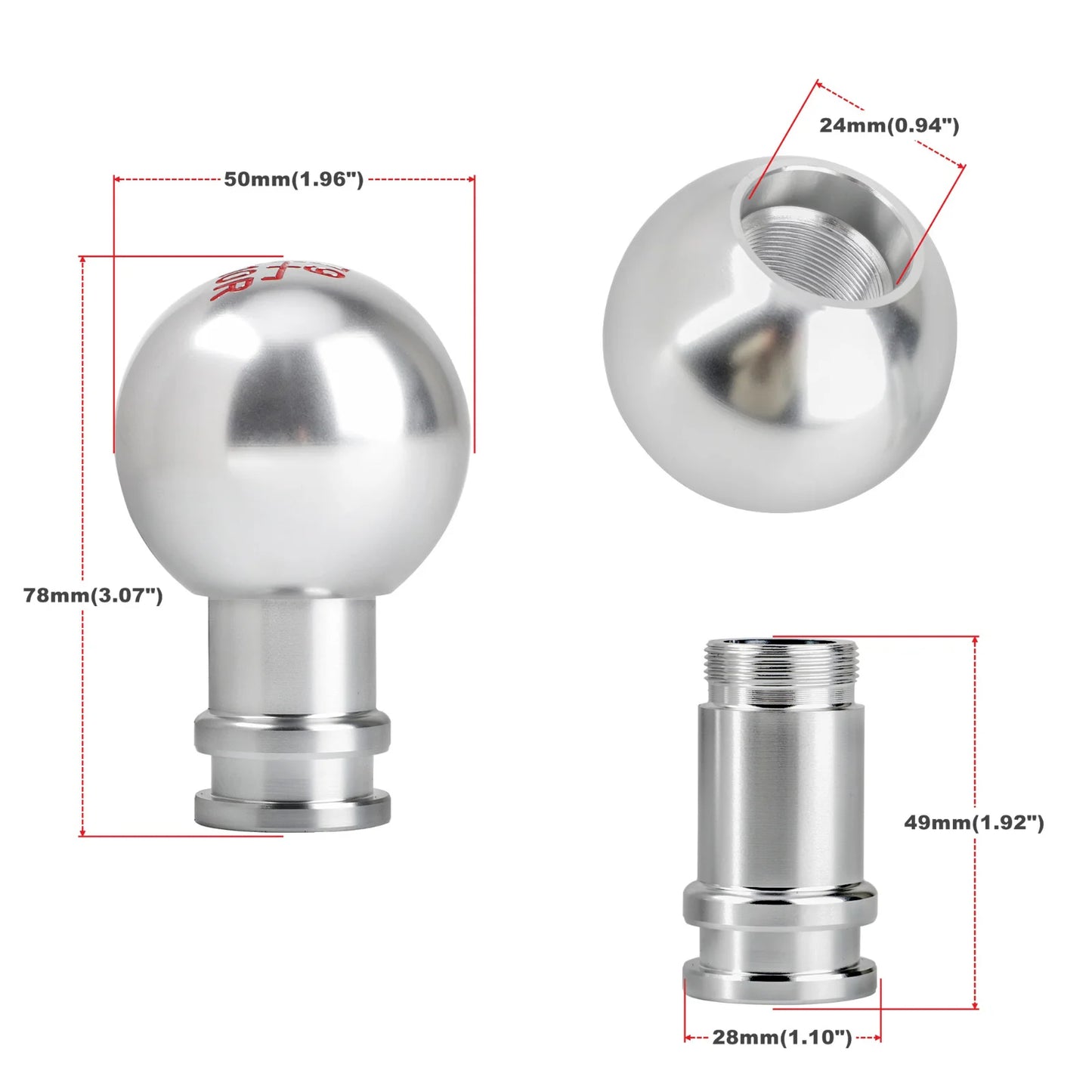 Universal Aluminum Gear Shift Knob for Manual and Automatic Cars