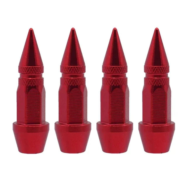 Bullet Style Tire Valve Caps Set of Four Universal Fit for Car Motorcycle and Bicycle