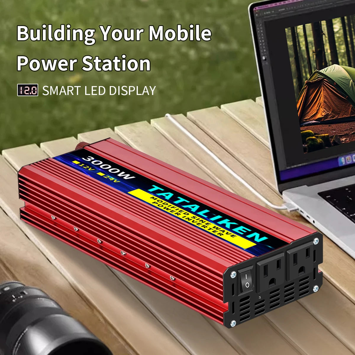 12V DC to 110V AC Power Inverter – Modified Sine Wave, 500W–4000W with LED Voltage Display