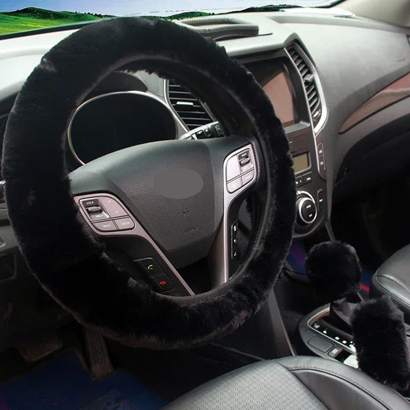 Plush Steering Wheel and Gear Shift Cover Set