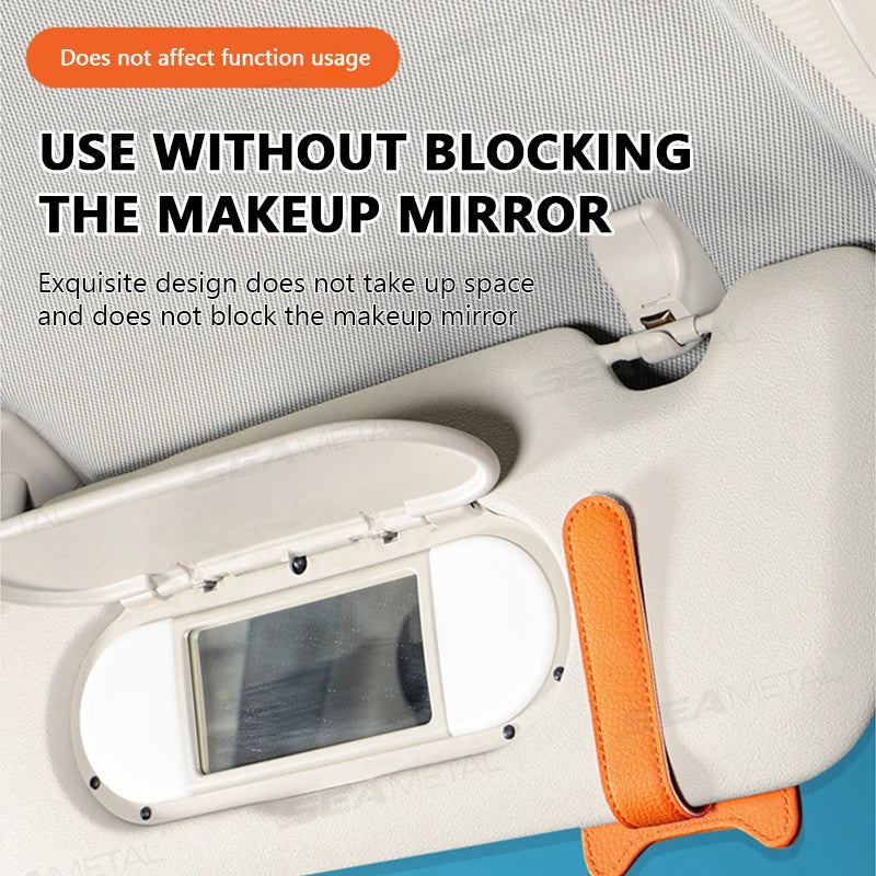 SEAMETAL Magnetic Car Sun Visor Glasses Holder – Luxury Leatherette Universal Sunglasses Hanger Clip