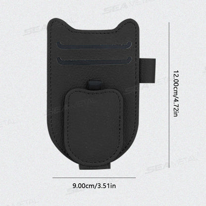 SEAMETAL Magnetic Car Sun Visor Glasses Holder – Luxury Leatherette Universal Sunglasses Hanger Clip
