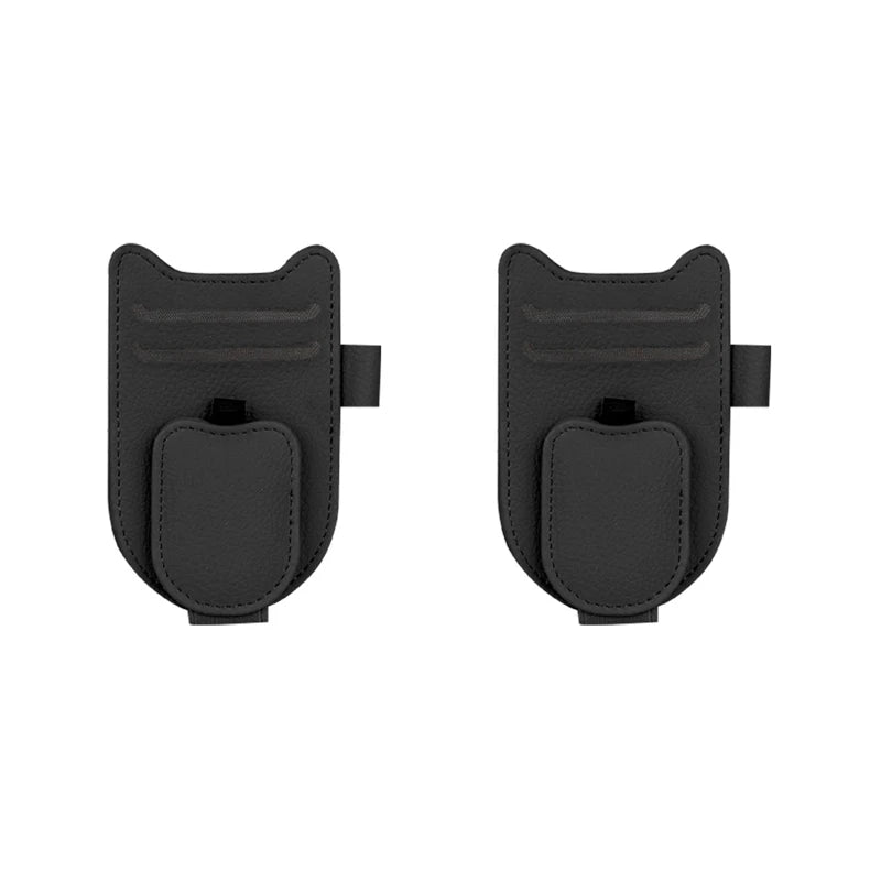 SEAMETAL Magnetic Car Sun Visor Glasses Holder – Luxury Leatherette Universal Sunglasses Hanger Clip