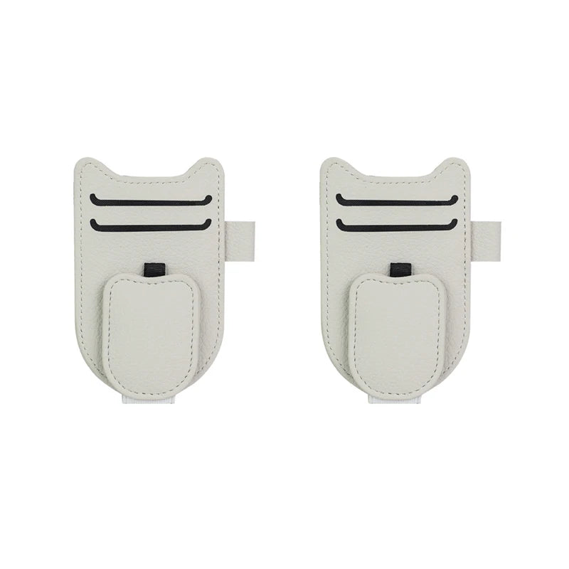 SEAMETAL Magnetic Car Sun Visor Glasses Holder – Luxury Leatherette Universal Sunglasses Hanger Clip