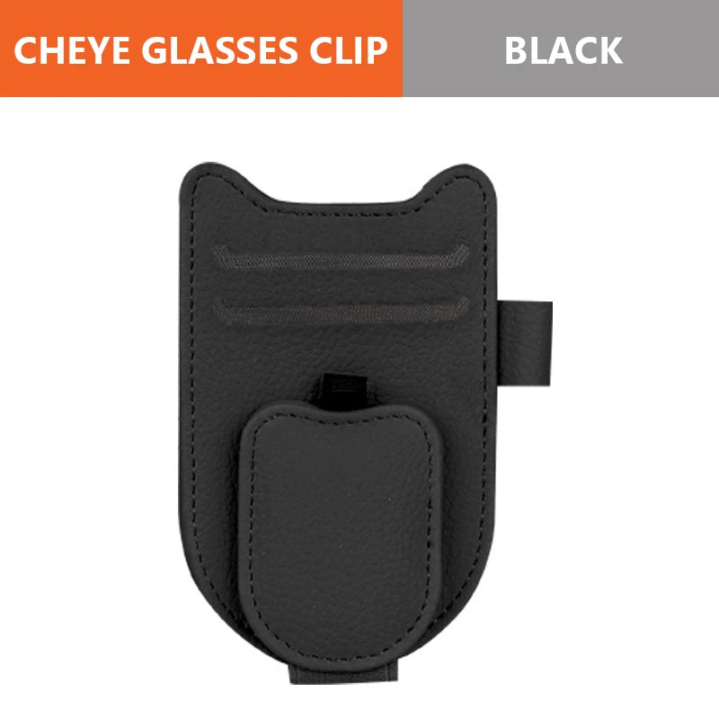 SEAMETAL Magnetic Car Sun Visor Glasses Holder – Luxury Leatherette Universal Sunglasses Hanger Clip