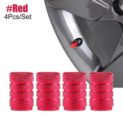 Tire Valve Stem Cap Set of Four Aluminum Dustproof Covers for Car Motorcycle Bicycle and Truck