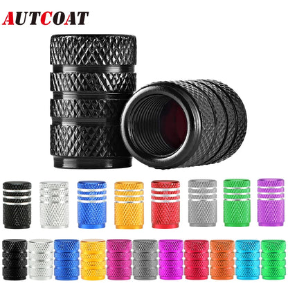 Tire Valve Stem Cap Set of Four Aluminum Dustproof Covers for Car Motorcycle Bicycle and Truck