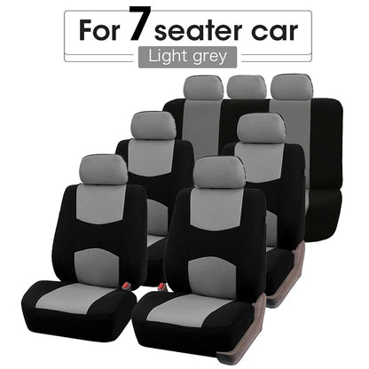Universal Car Seat Cover Set Airbag Compatible with Breathable Fabric for 1,2,5, or 7 Seats