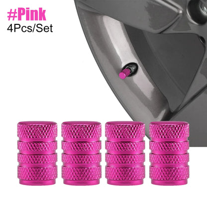 Tire Valve Stem Cap Set of Four Aluminum Dustproof Covers for Car Motorcycle Bicycle and Truck