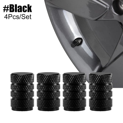 Tire Valve Stem Cap Set of Four Aluminum Dustproof Covers for Car Motorcycle Bicycle and Truck