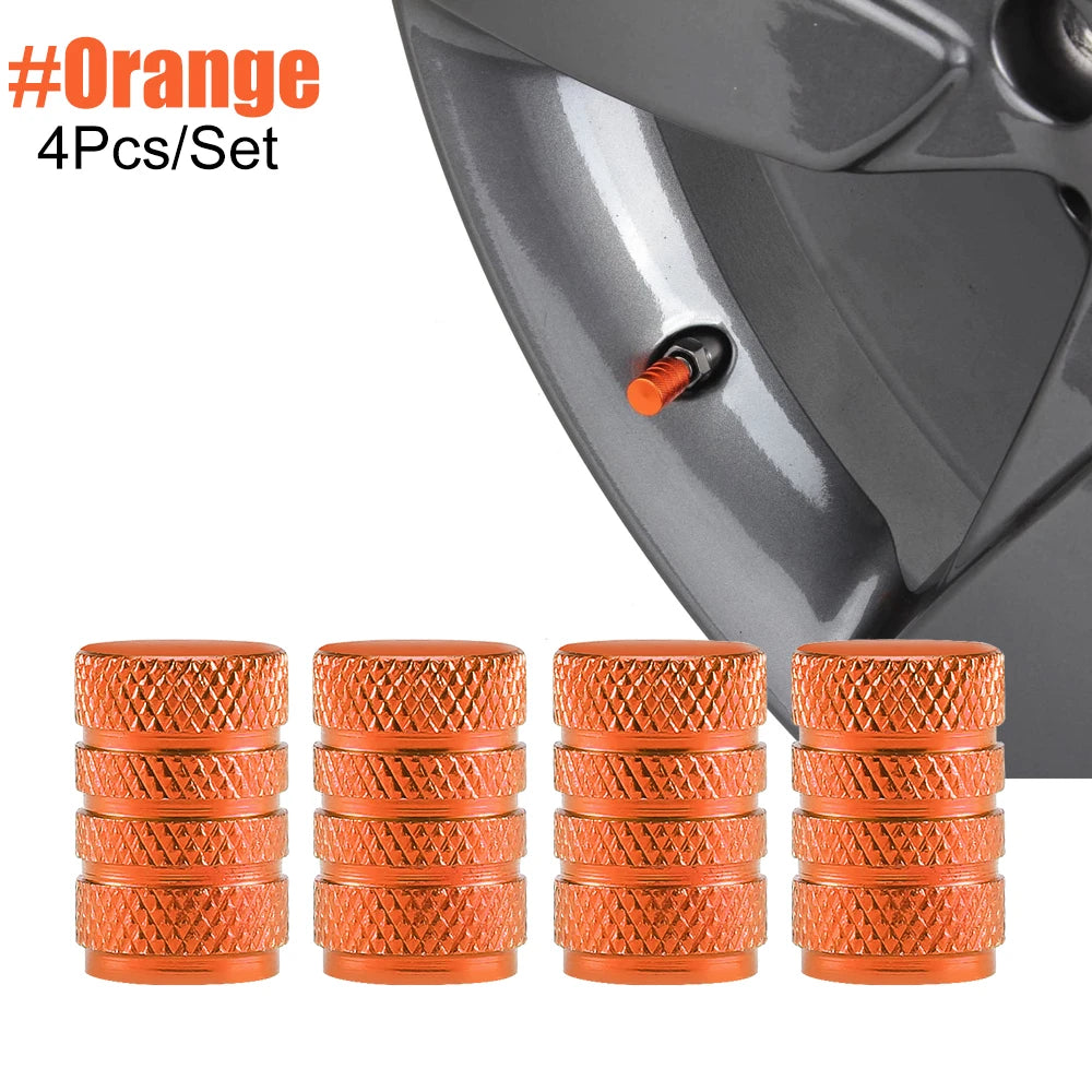 Tire Valve Stem Cap Set of Four Aluminum Dustproof Covers for Car Motorcycle Bicycle and Truck