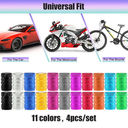 Tire Valve Stem Cap Set of Four Aluminum Dustproof Covers for Car Motorcycle Bicycle and Truck