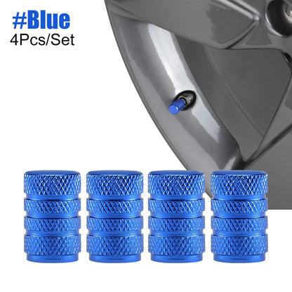 Tire Valve Stem Cap Set of Four Aluminum Dustproof Covers for Car Motorcycle Bicycle and Truck