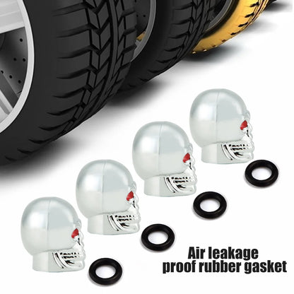 Skull Style Tire Valve Stem Caps Set of 4