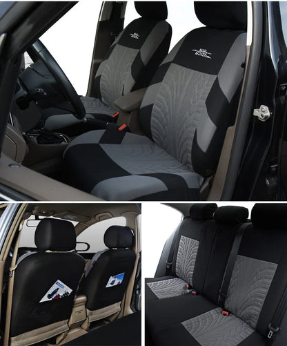 Universal Car Seat Cover Set with Embroidered Design for All Season Comfort