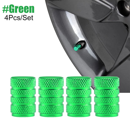 Tire Valve Stem Cap Set of Four Aluminum Dustproof Covers for Car Motorcycle Bicycle and Truck