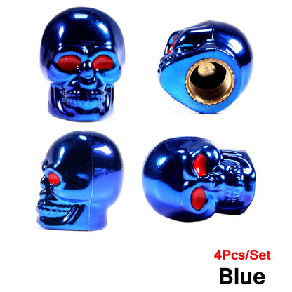 Skull Style Tire Valve Stem Caps Set of 4