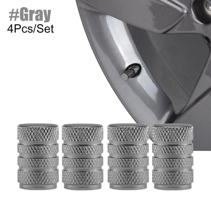 Tire Valve Stem Cap Set of Four Aluminum Dustproof Covers for Car Motorcycle Bicycle and Truck