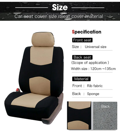 Universal Car Seat Cover Set Airbag Compatible with Breathable Fabric for 1,2,5, or 7 Seats