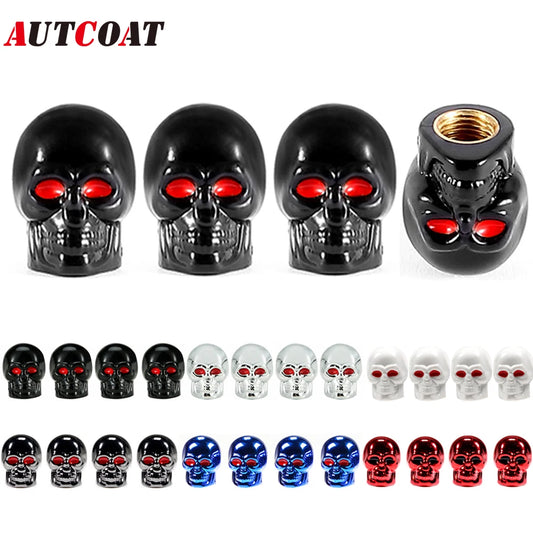 Skull Style Tire Valve Stem Caps Set of 4