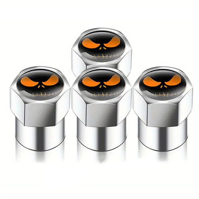Universal Metal Tire Valve Caps Set of 4 with Rubber Seal Dust Protection