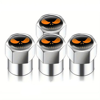 Universal Metal Tire Valve Caps Set of 4 with Rubber Seal Dust Protection