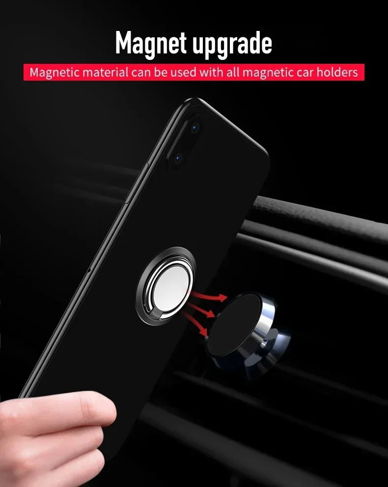 360° Rotating Finger Ring Holder Stand – Magnetic Car Mount Phone Grip with Universal Back Sticker