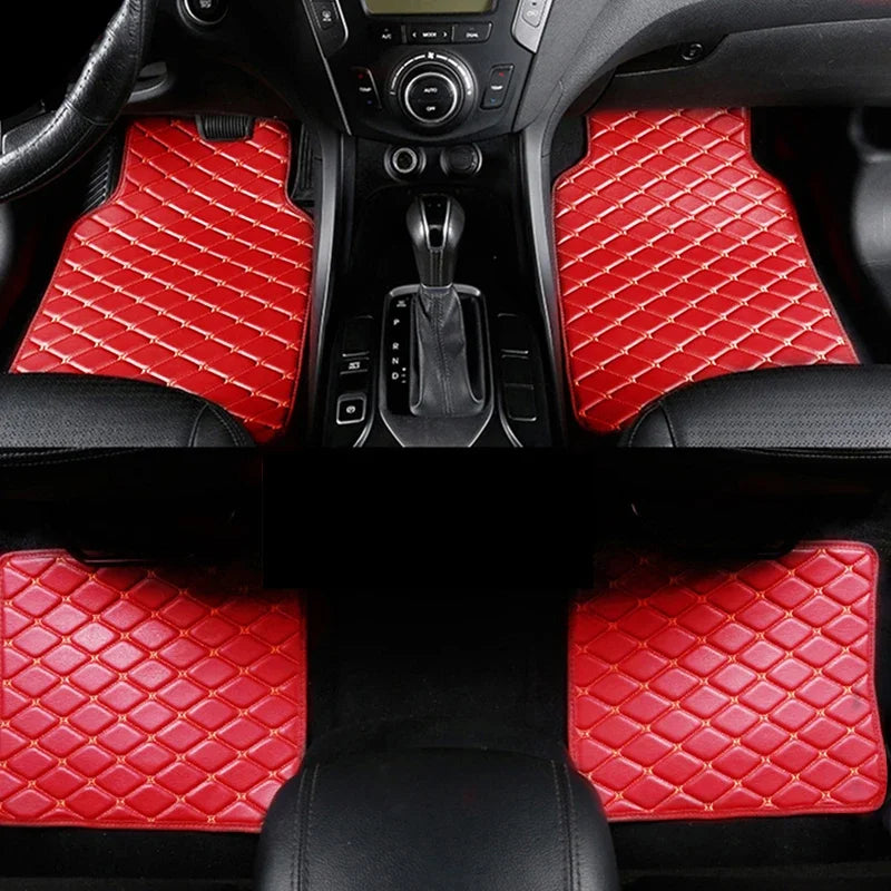 4PCS Universal PU Leather Car Floor Mats – Waterproof Front & Rear Foot Pad Protector Set