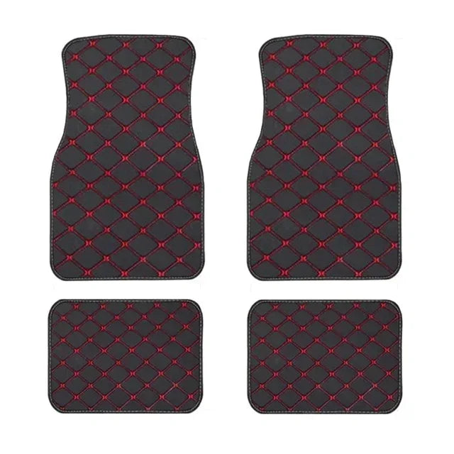 4PCS Universal PU Leather Car Floor Mats – Waterproof Front & Rear Foot Pad Protector Set
