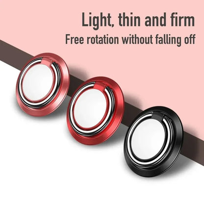 360° Rotating Finger Ring Holder Stand – Magnetic Car Mount Phone Grip with Universal Back Sticker
