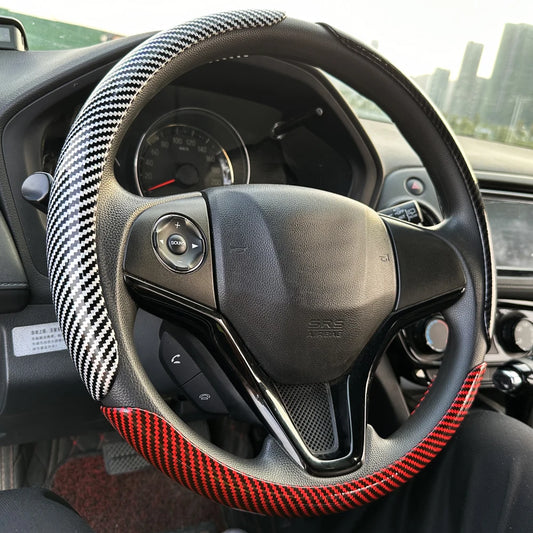 Glossy Carbon Fiber Style Steering Wheel Trim Cover for 15 Inch Wheels