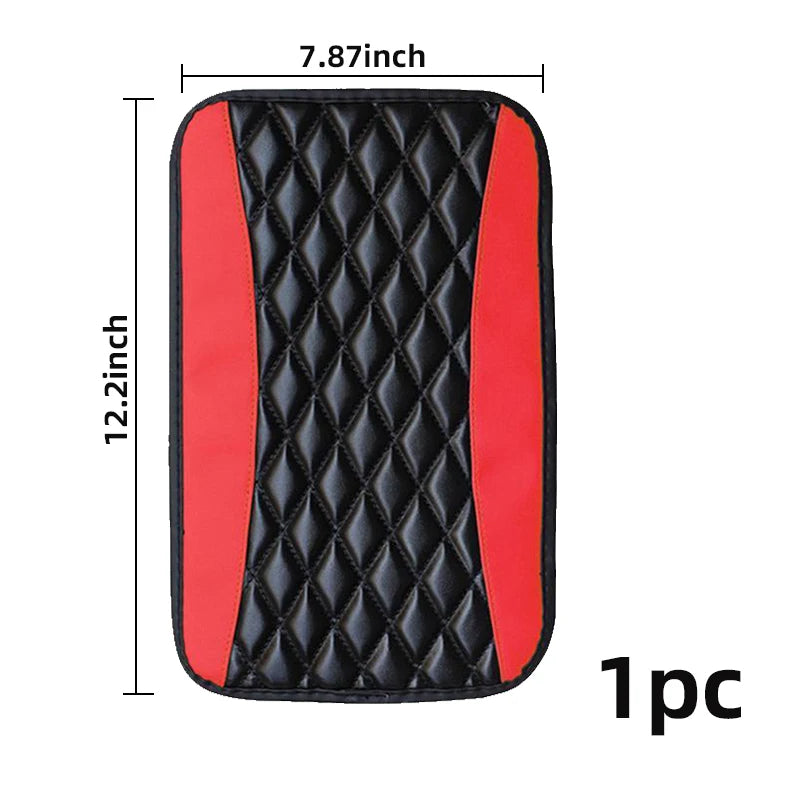 Universal PU Leather Car Armrest Cover Mat – Non-Slip Central Armrest Box Pad (Black)
