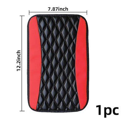 Universal PU Leather Car Armrest Cover Mat – Non-Slip Central Armrest Box Pad (Black)