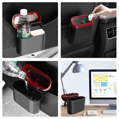 Compact Hanging Car Trash Bin with Lid Push to Open Design for Clean and Organized Interiors