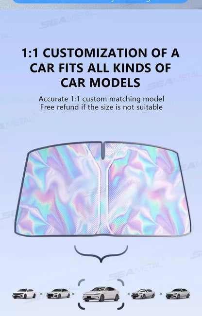 SEAMETAL Foldable Windshield Sunshade Thick 5-Layer Windscreen Sun Protection Cover Privacy Curtain Universal for Sedan Suv Mpv