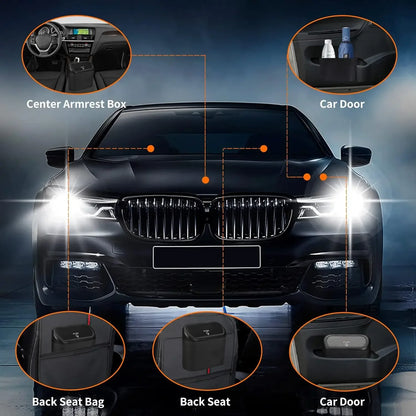 Compact Hanging Car Trash Bin with Lid Push to Open Design for Clean and Organized Interiors