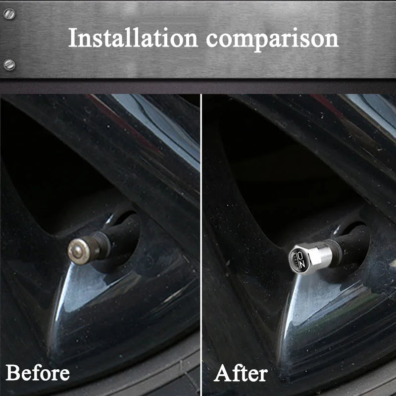 Universal Metal Tire Valve Caps Set of 4 with Rubber Seal Dust Protection