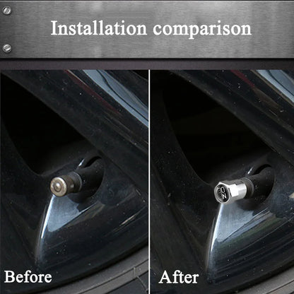 Universal Metal Tire Valve Caps Set of 4 with Rubber Seal Dust Protection