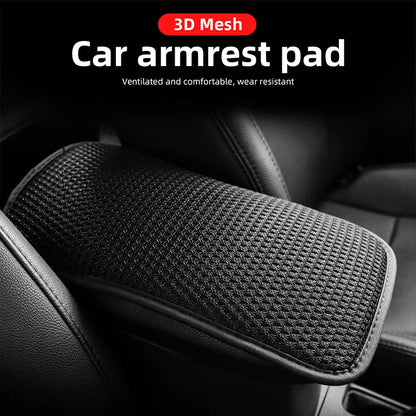 Universal PU Leather Car Armrest Cover Mat – Non-Slip Central Armrest Box Pad (Black)