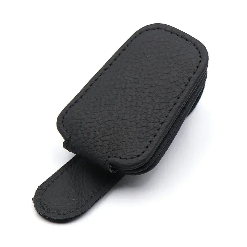 Magnetic Leather Sunglasses & Ticket Holder Clip – Car Sunshade Accessory