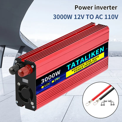 12V DC to 110V AC Power Inverter – Modified Sine Wave, 500W–4000W with LED Voltage Display