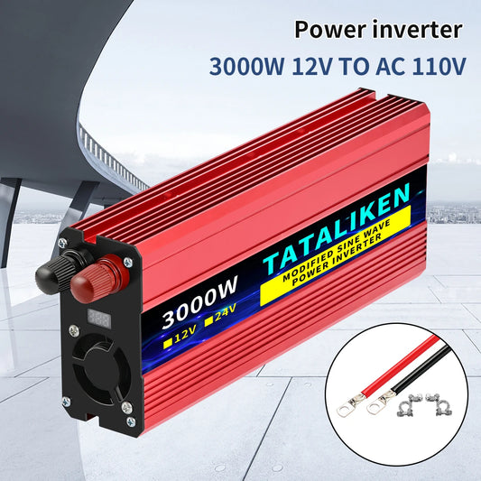 12V DC to 110V AC Power Inverter – Modified Sine Wave, 500W–4000W with LED Voltage Display