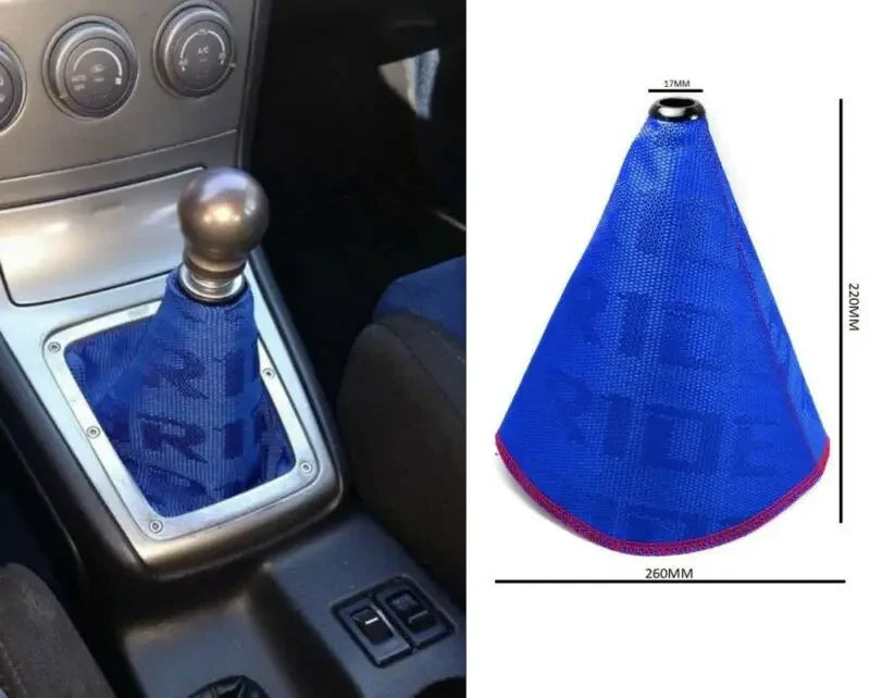 JDM Style Fabric Gear Shift Boot Cover with Red Stitching