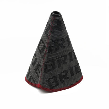 JDM Style Fabric Gear Shift Boot Cover with Red Stitching