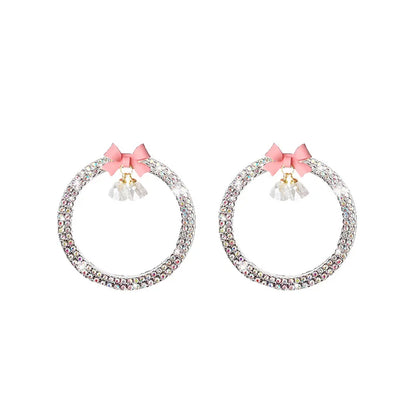 Rhinestone Bow Bell Car Start Switch Button Cover – Decorative Diamond Sticker Ring Trim
