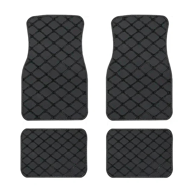 4PCS Universal PU Leather Car Floor Mats – Waterproof Front & Rear Foot Pad Protector Set