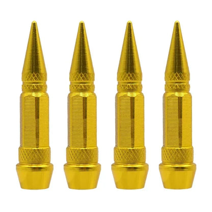 Bullet Style Tire Valve Caps Set of Four Universal Fit for Car Motorcycle and Bicycle