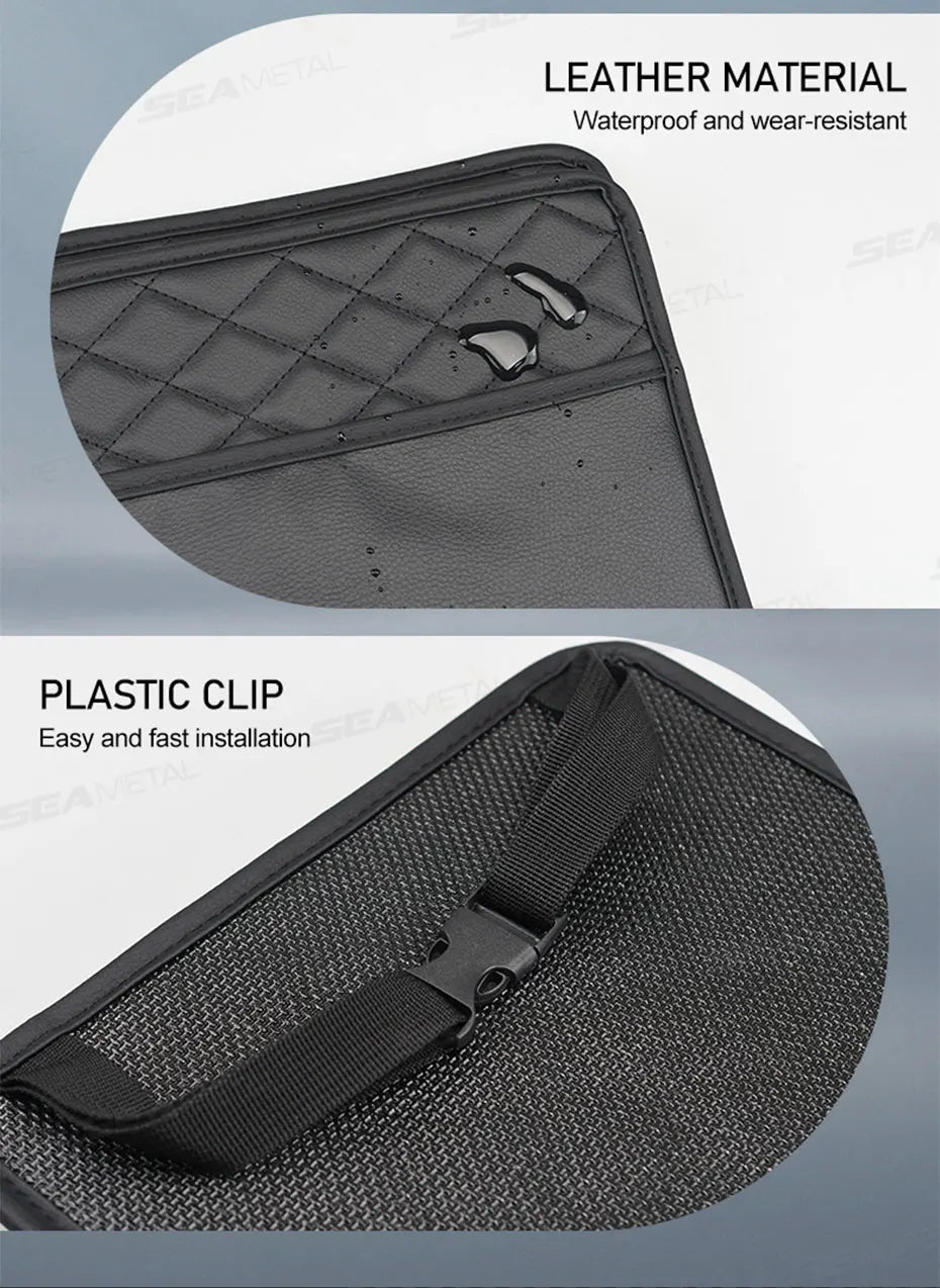 Car Seat Back Storage Box – Universal Hanging Headrest Organizer with Foldable Pockets