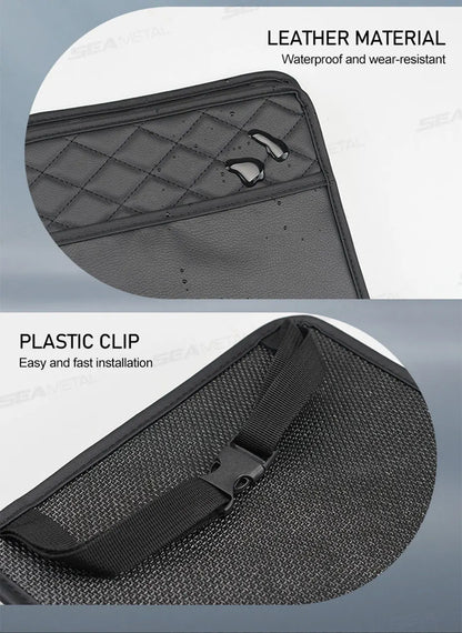 Car Seat Back Storage Box – Universal Hanging Headrest Organizer with Foldable Pockets