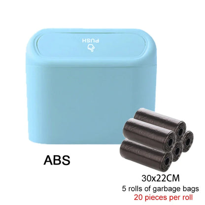 Compact Hanging Car Trash Bin with Lid Push to Open Design for Clean and Organized Interiors